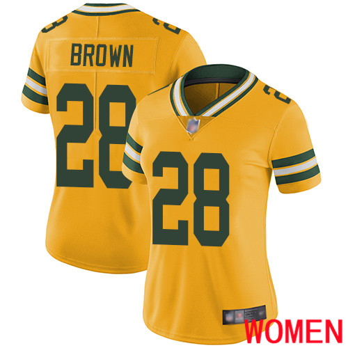 Green Bay Packers Limited Gold Women #28 Brown Tony Jersey Nike NFL Rush Vapor Untouchable->women nfl jersey->Women Jersey